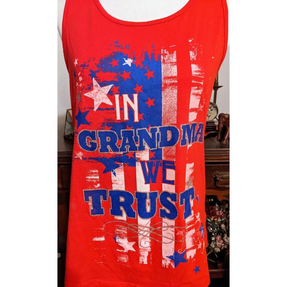 In Grandma We Trust Red American Flag Tank Top Made In USA